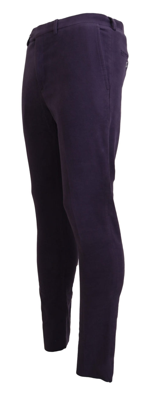 BENCIVENGA Purple Pure Cotton Tapered Mens Pants BENCIVENGA
