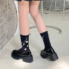 Summer and Spring European Luxury Love Diamond Black Chain Middle Tube Stacked Socks eprolo