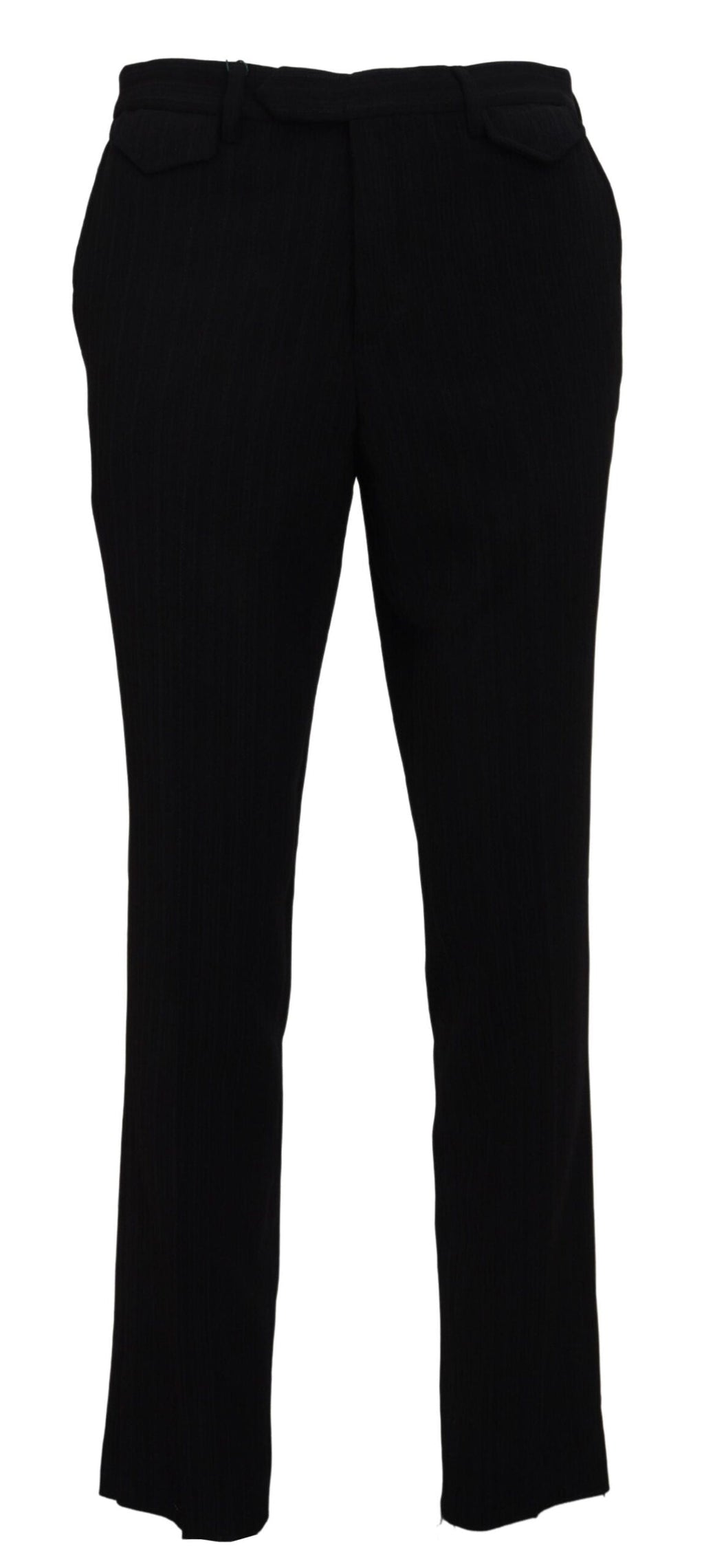 BENCIVENGA Black Cotton Straight Fit Men Formal Pants BENCIVENGA