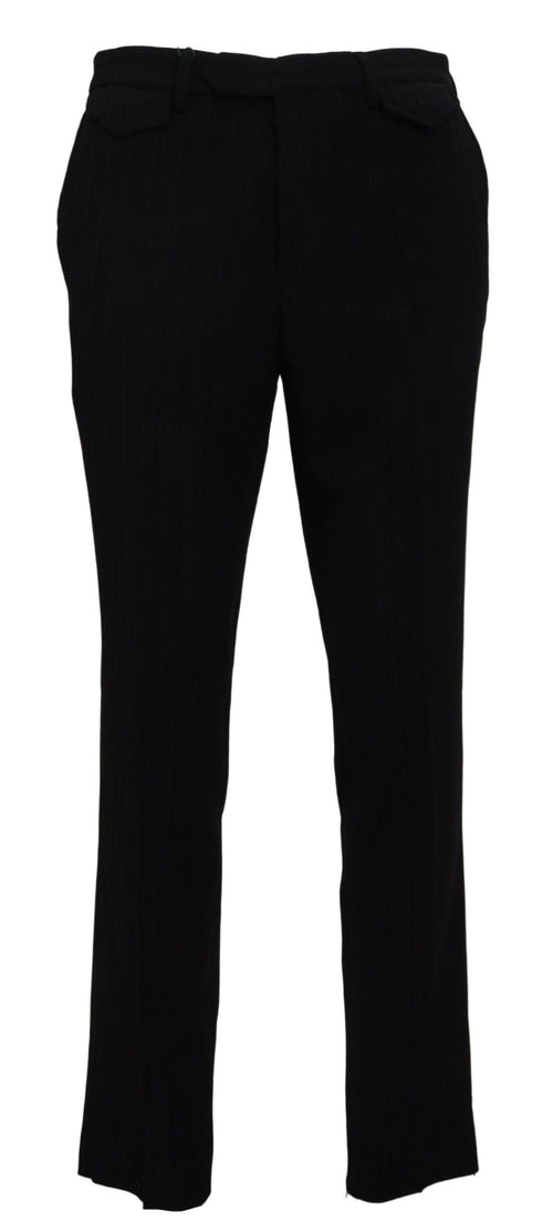 BENCIVENGA Black Cotton Straight Fit Men Formal Pants BENCIVENGA