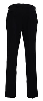 BENCIVENGA Black Cotton Straight Fit Men Formal Pants BENCIVENGA