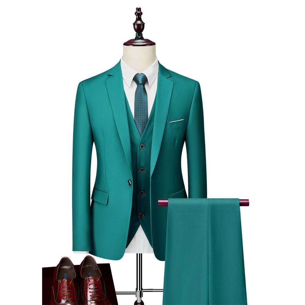3 piece men's wedding suits fashion men's slim solid color business office suit sets large size men Blazer+ pants + vest eprolo