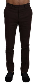 BENCIVENGA Brown Cotton Tapered Formal Men Pants BENCIVENGA
