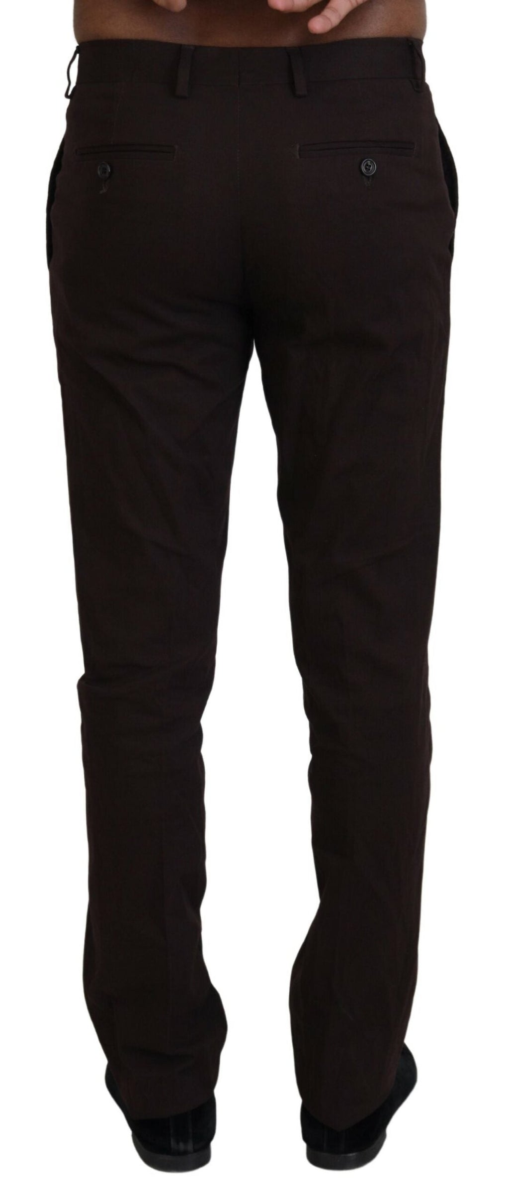 BENCIVENGA Brown Cotton Tapered Formal Men Pants BENCIVENGA