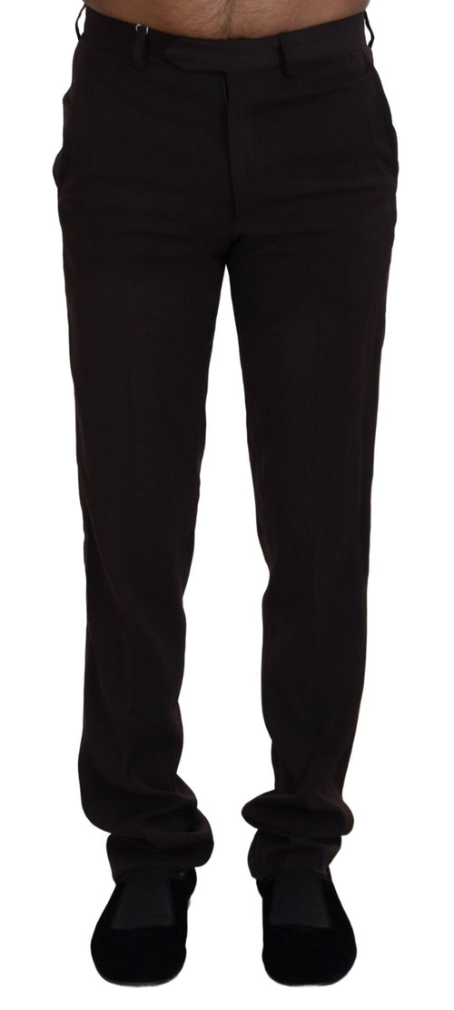 BENCIVENGA Brown Straight Fit Formal Men Pants BENCIVENGA