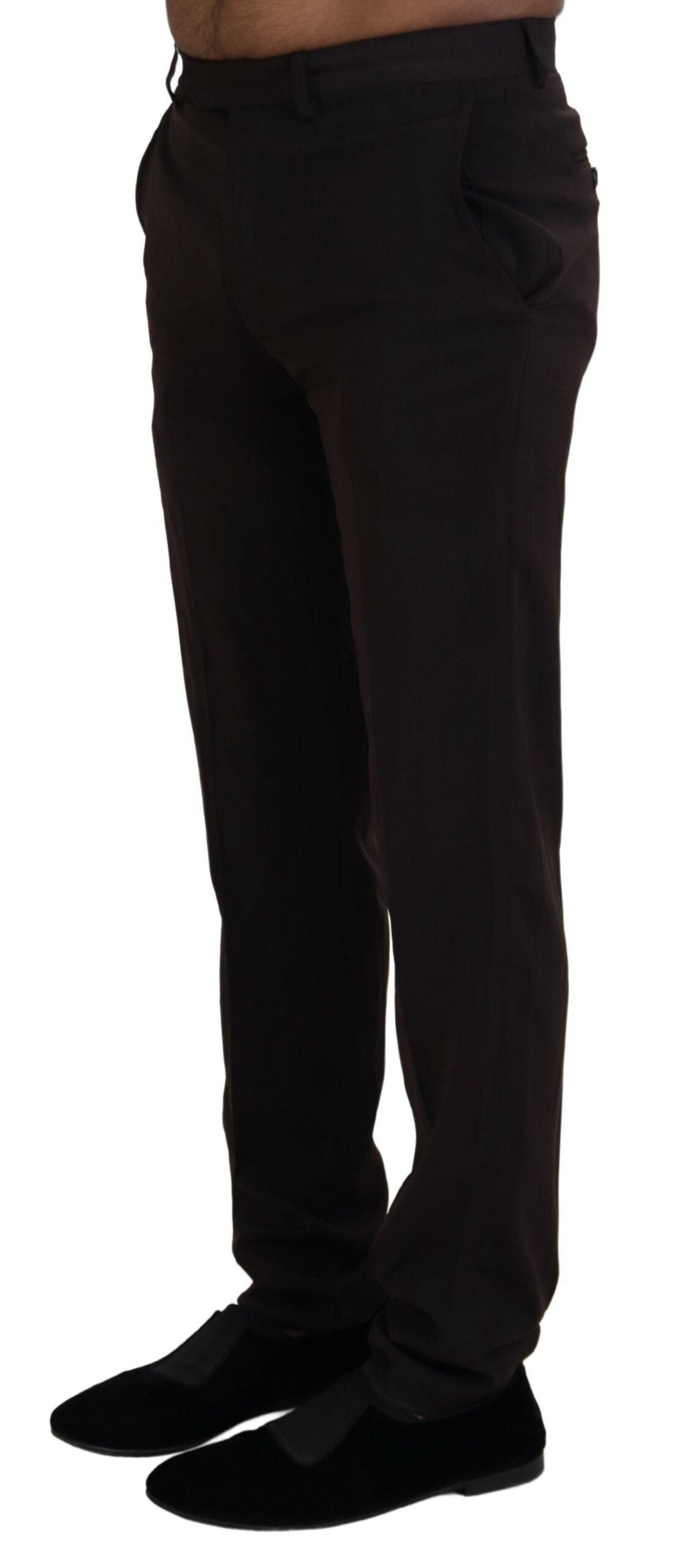 BENCIVENGA Brown Straight Fit Formal Men Pants BENCIVENGA