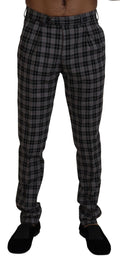BENCIVENGA Gray Checkered Slim Fit Men Pants BENCIVENGA