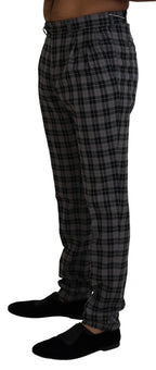 BENCIVENGA Gray Checkered Slim Fit Men Pants BENCIVENGA