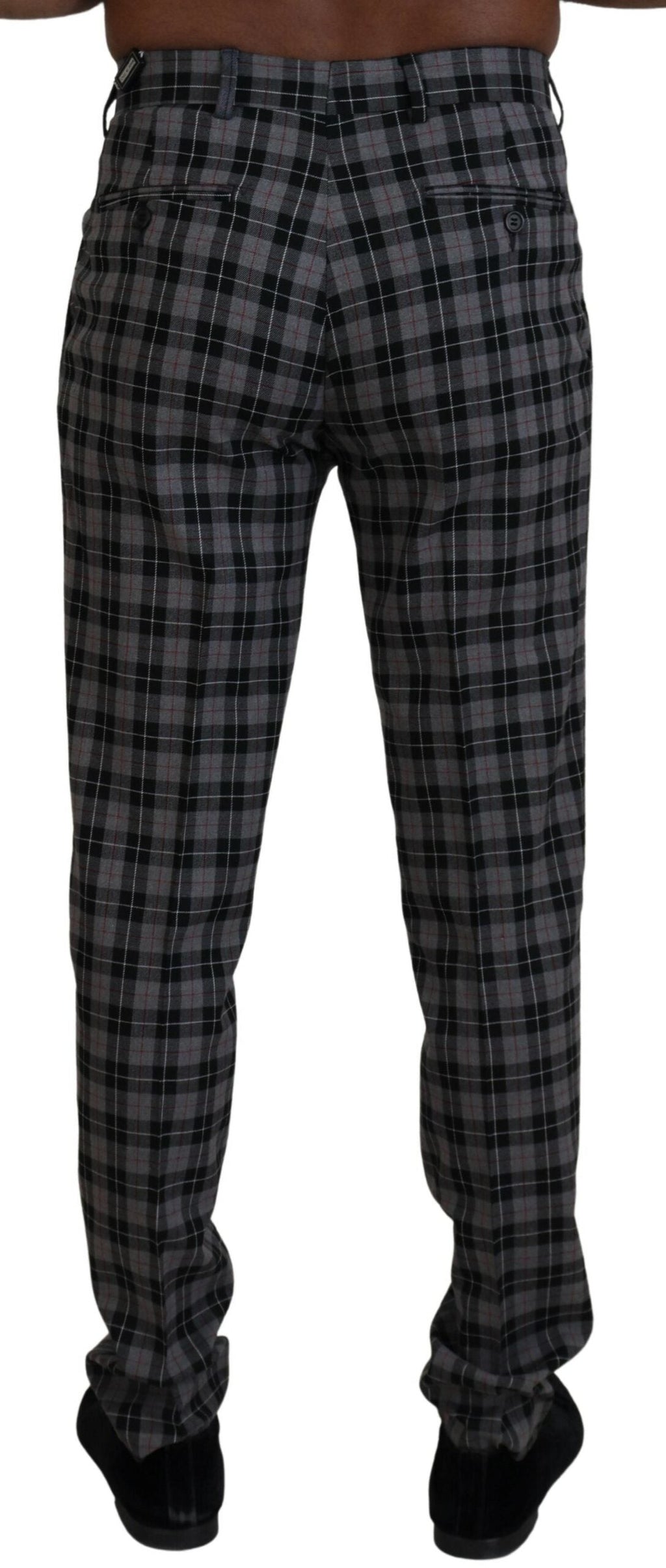 BENCIVENGA Gray Checkered Slim Fit Men Pants BENCIVENGA