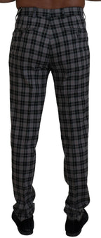 BENCIVENGA Gray Checkered Slim Fit Men Pants BENCIVENGA