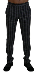 BENCIVENGA Gray Checkered Slim Fit Men Pants BENCIVENGA