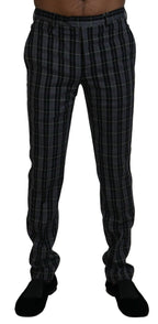 BENCIVENGA Gray Checkered Slim Fit Men Pants BENCIVENGA