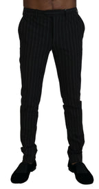 BENCIVENGA Black Stripes Viscose Dress Pants BENCIVENGA