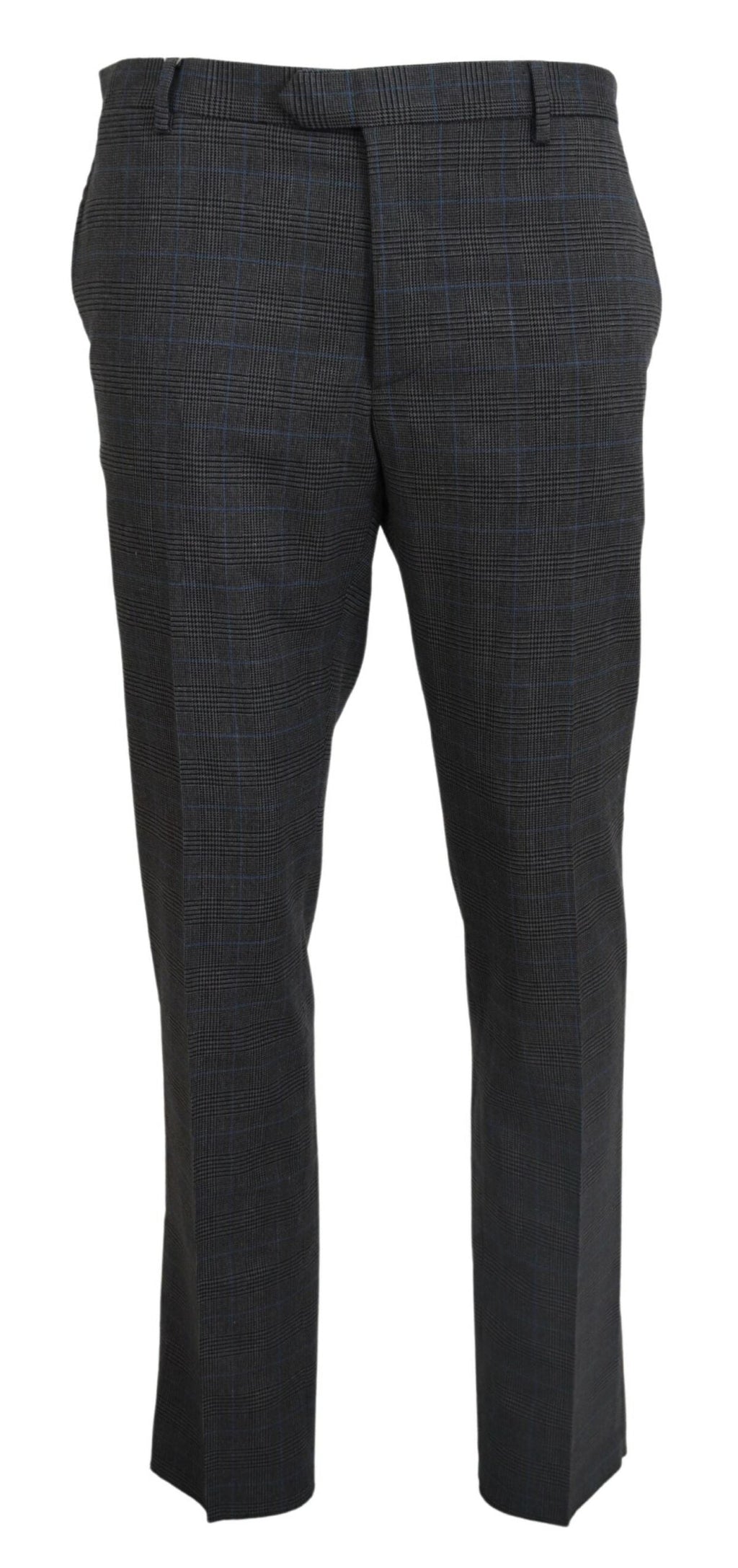 BENCIVENGA Gray Checkered Wool Dress Formal Pants BENCIVENGA