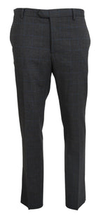 BENCIVENGA Gray Checkered Wool Dress Formal Pants BENCIVENGA