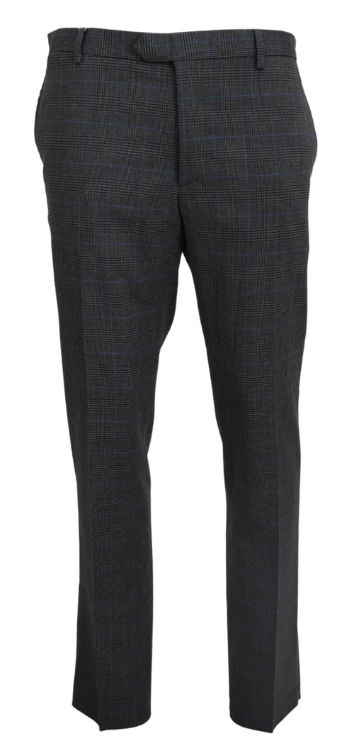BENCIVENGA Gray Checkered Wool Dress Formal Pants BENCIVENGA