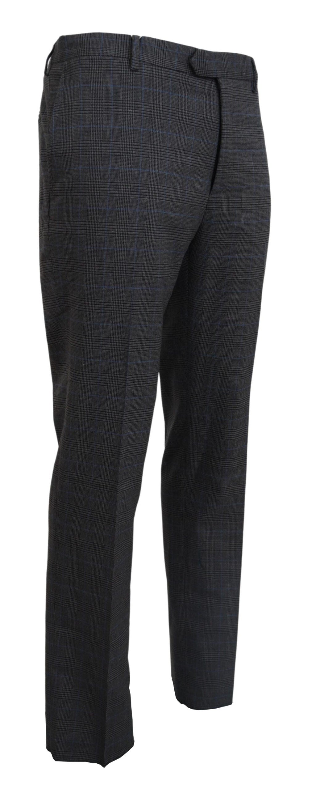 BENCIVENGA Gray Checkered Wool Dress Formal Pants BENCIVENGA