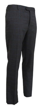BENCIVENGA Gray Checkered Wool Dress Formal Pants BENCIVENGA