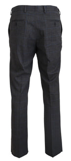 BENCIVENGA Gray Checkered Wool Dress Formal Pants BENCIVENGA