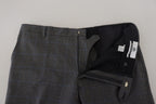 BENCIVENGA Gray Checkered Wool Dress Formal Pants BENCIVENGA