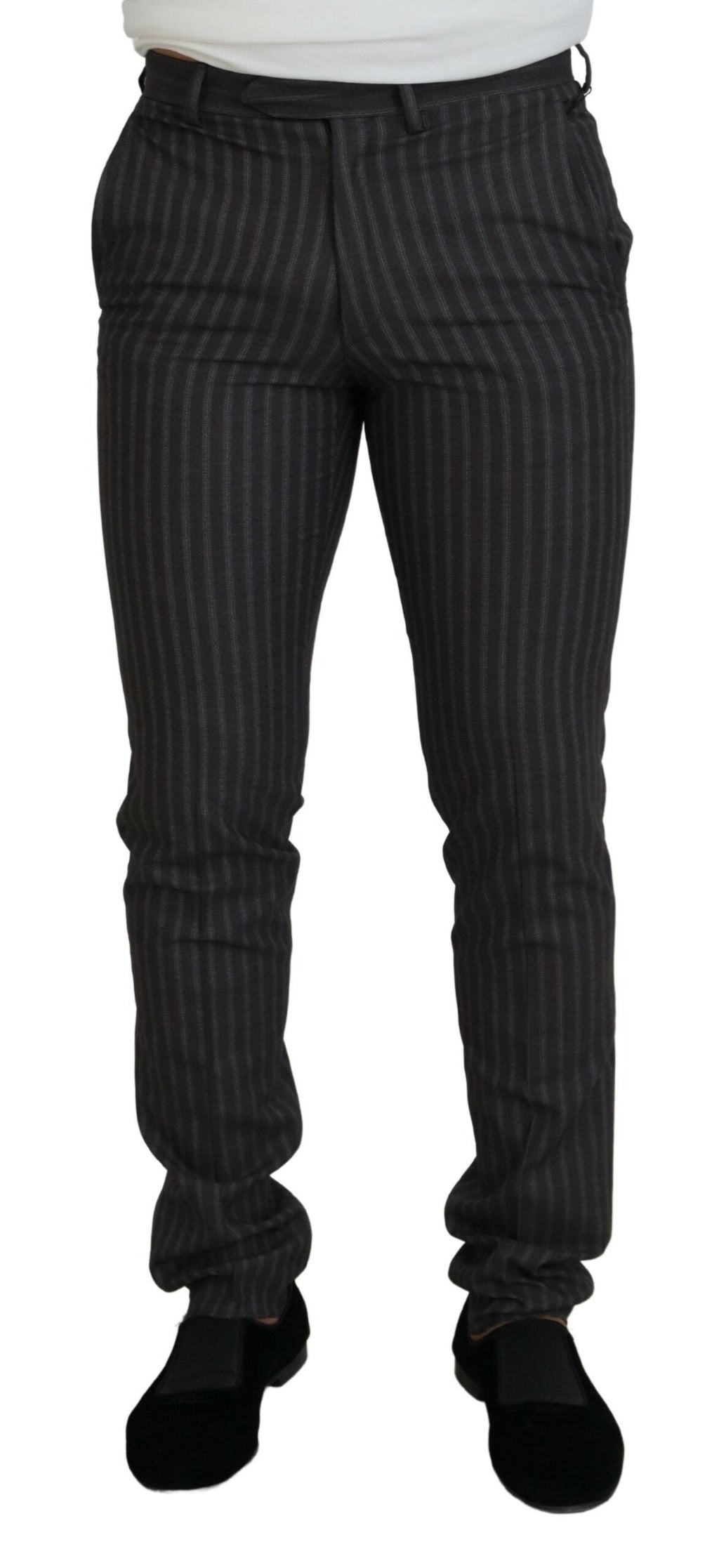 BENCIVENGA Brown Stripes Slim Fit Men Pants BENCIVENGA