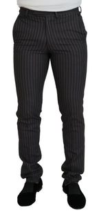 BENCIVENGA Brown Stripes Slim Fit Men Pants BENCIVENGA