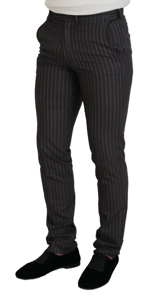 BENCIVENGA Brown Stripes Slim Fit Men Pants BENCIVENGA