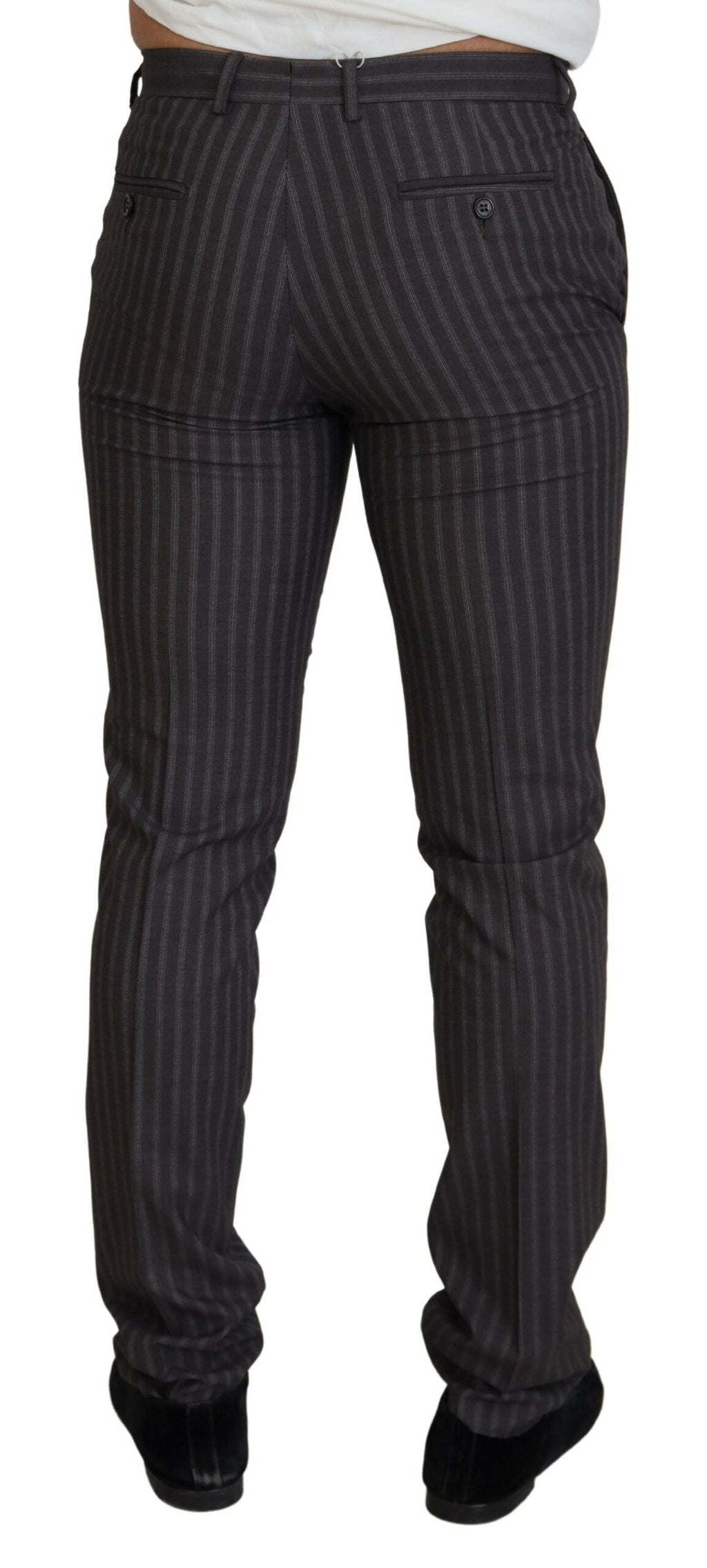 BENCIVENGA Brown Stripes Slim Fit Men Pants BENCIVENGA