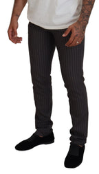 BENCIVENGA Brown Stripes Slim Fit Men Pants BENCIVENGA