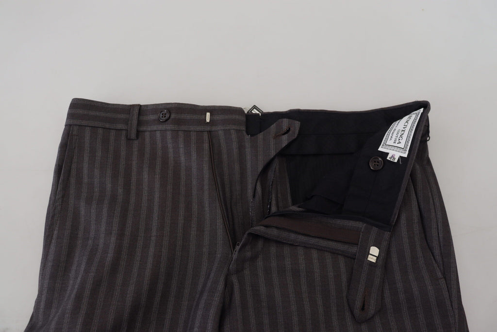 BENCIVENGA Brown Stripes Slim Fit Men Pants BENCIVENGA