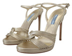 Prada Gold Leather Sandals Ankle Strap Heels Stiletto Sandal Prada
