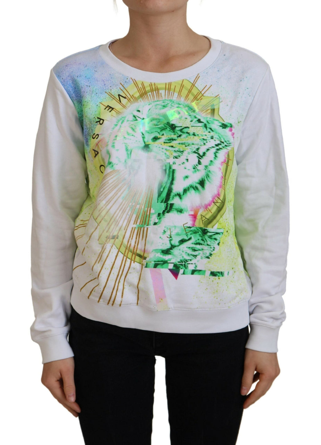Versace Jeans White Graphic Print Long Sleeves Sweater Versace Jeans