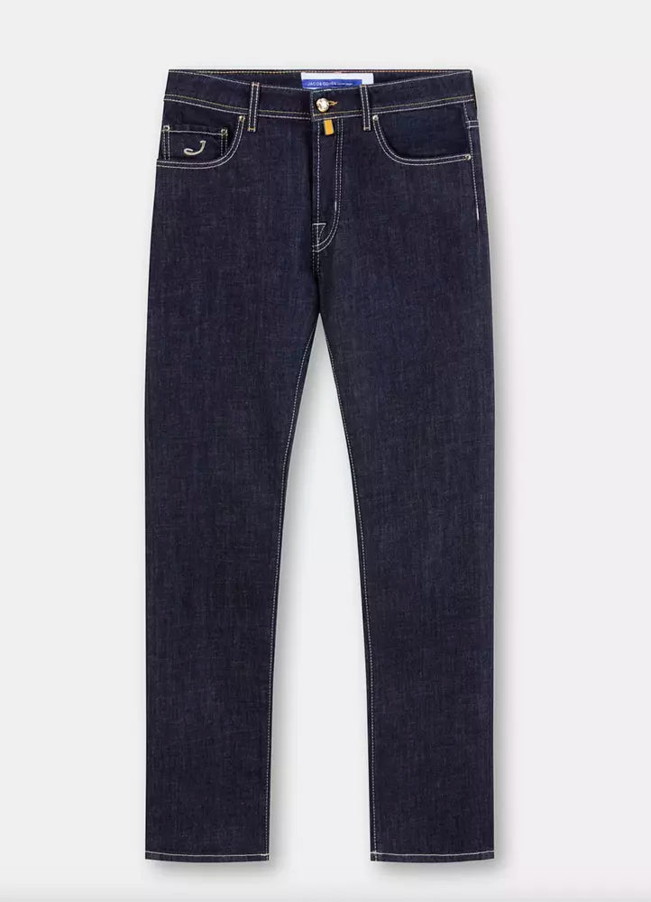 Jacob Cohen Blue Cotton Men Jeans with Straight Leg Cut Jacob Cohen