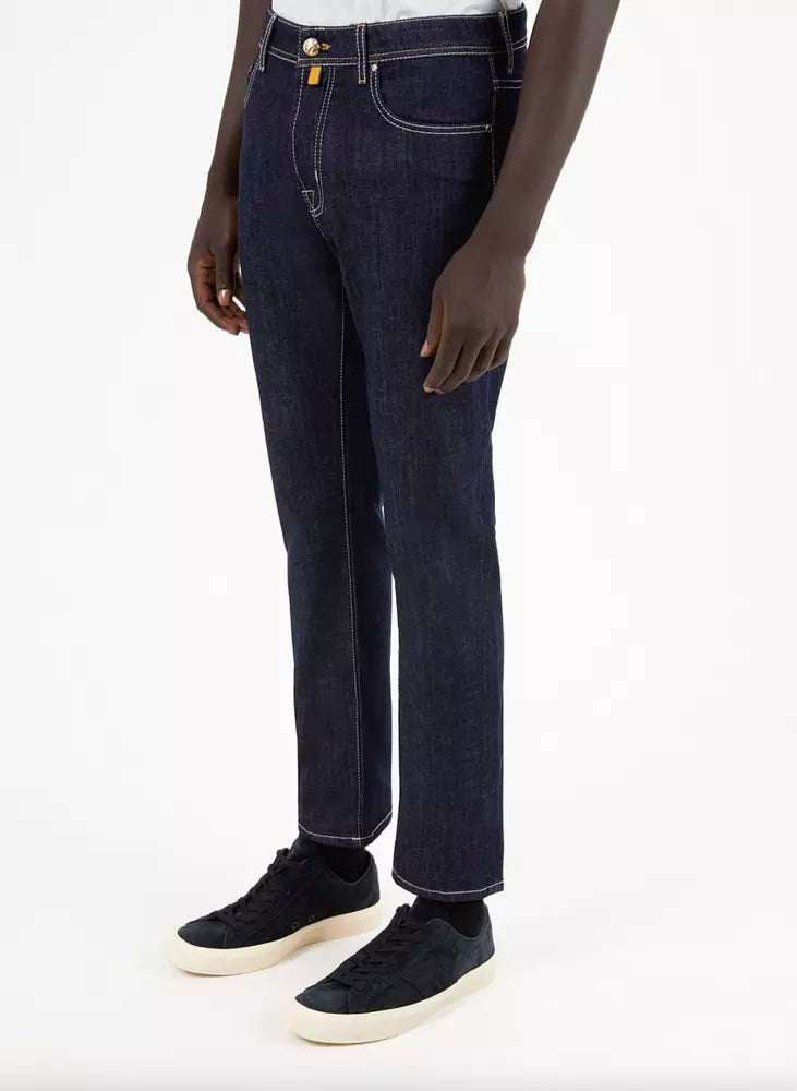 Jacob Cohen Blue Cotton Men Jeans with Straight Leg Cut Jacob Cohen