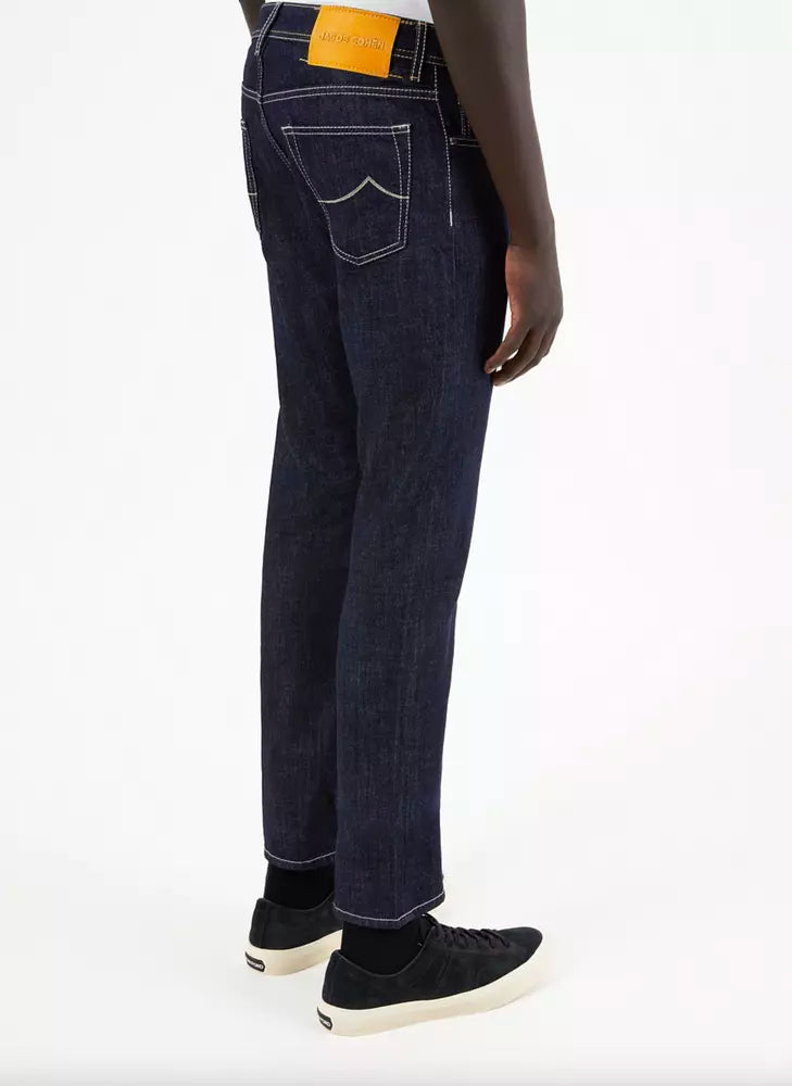 Jacob Cohen Blue Cotton Men Jeans with Straight Leg Cut Jacob Cohen