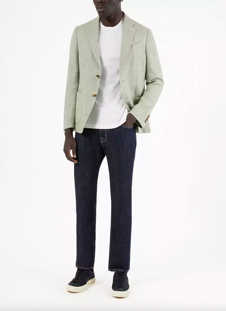 Jacob Cohen Blue Cotton Men Jeans with Straight Leg Cut Jacob Cohen