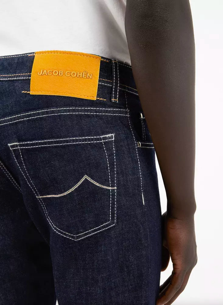 Jacob Cohen Blue Cotton Men Jeans with Straight Leg Cut Jacob Cohen