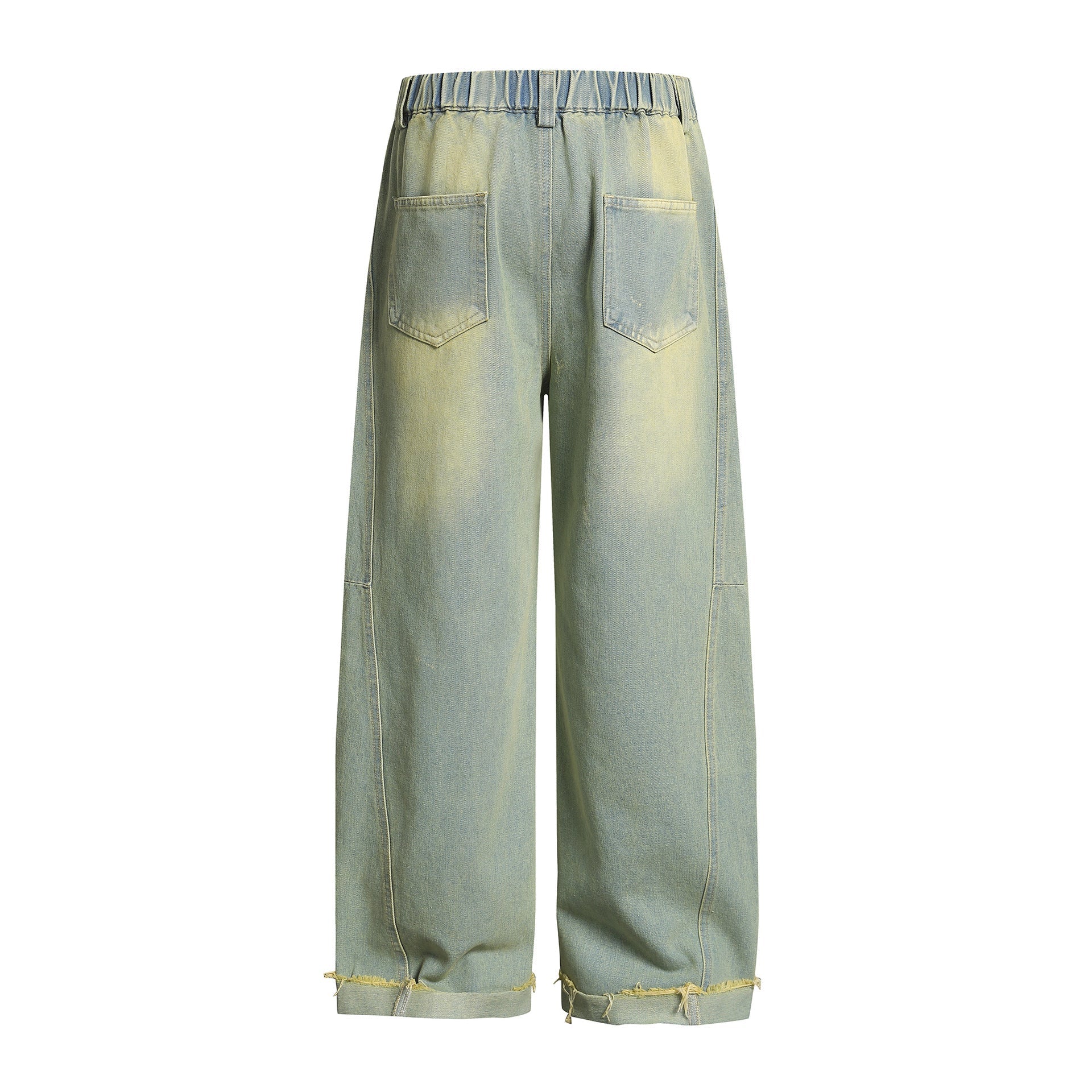 Retro Fun Graffiti Print Straight Jeans with Detachable Dog Pendant Wide Leg Pants for Men and Women eprolo