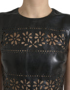 Valentino Shiny Black Nylon Cut Out A-line Mini Dress Valentino
