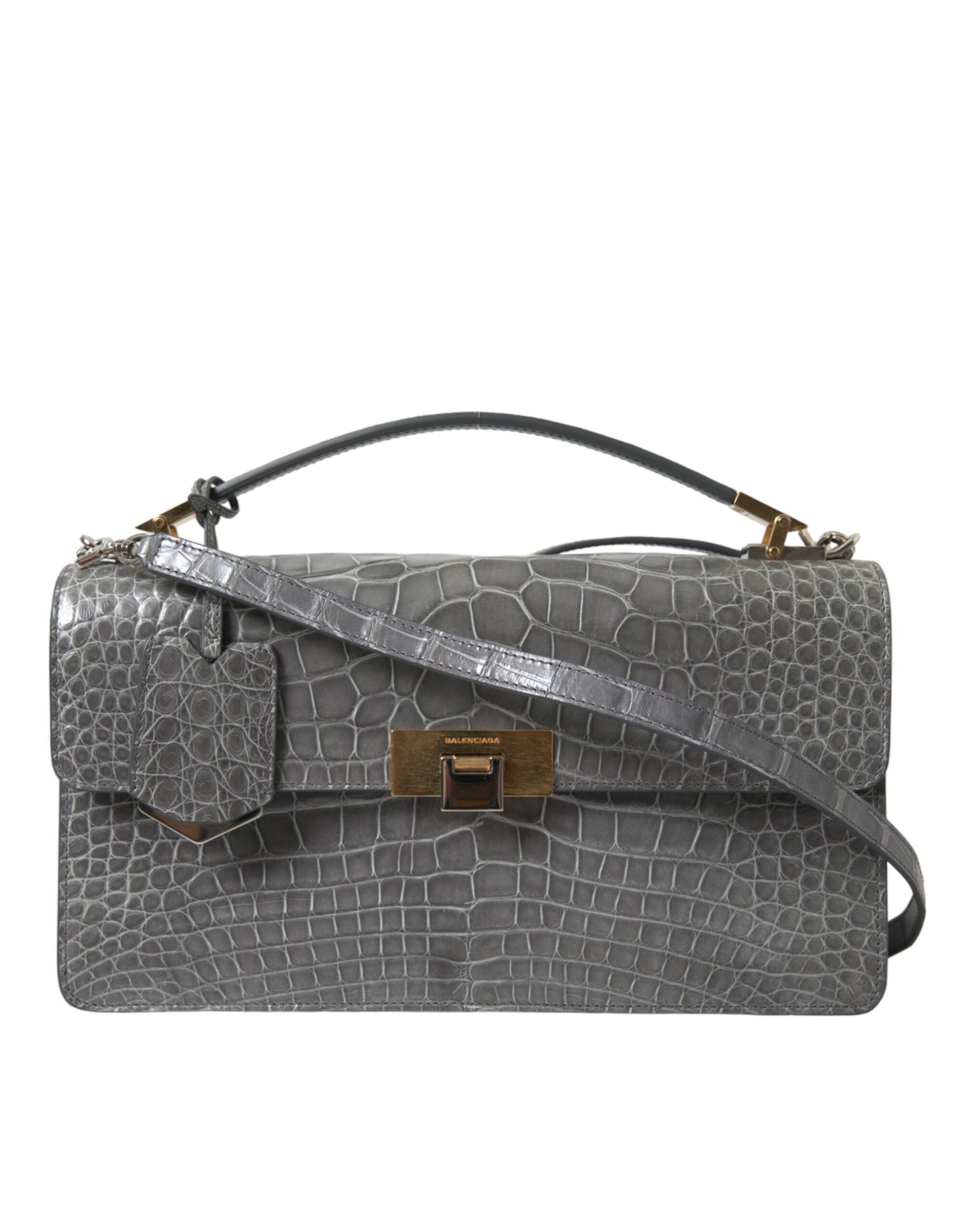 Balenciaga Gray Exotic Leather Medium Shoulder Hand Purse Bag Balenciaga