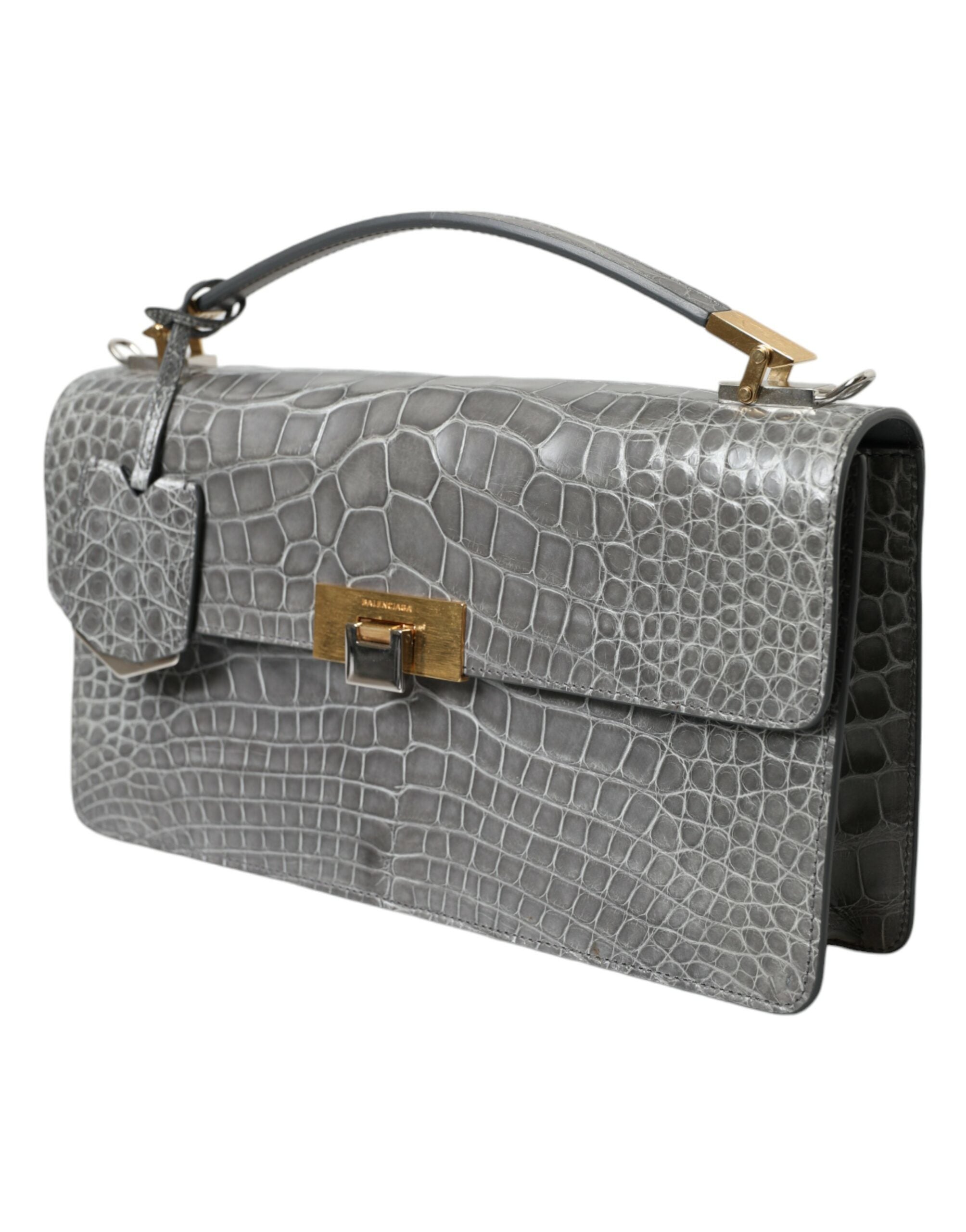 Balenciaga Gray Exotic Leather Medium Shoulder Hand Purse Bag Balenciaga