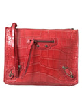 Balenciaga Red Exotic Skin Leather Classic Pouch Purse Wristlet Bag Balenciaga