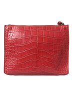 Balenciaga Red Exotic Skin Leather Classic Pouch Purse Wristlet Bag Balenciaga