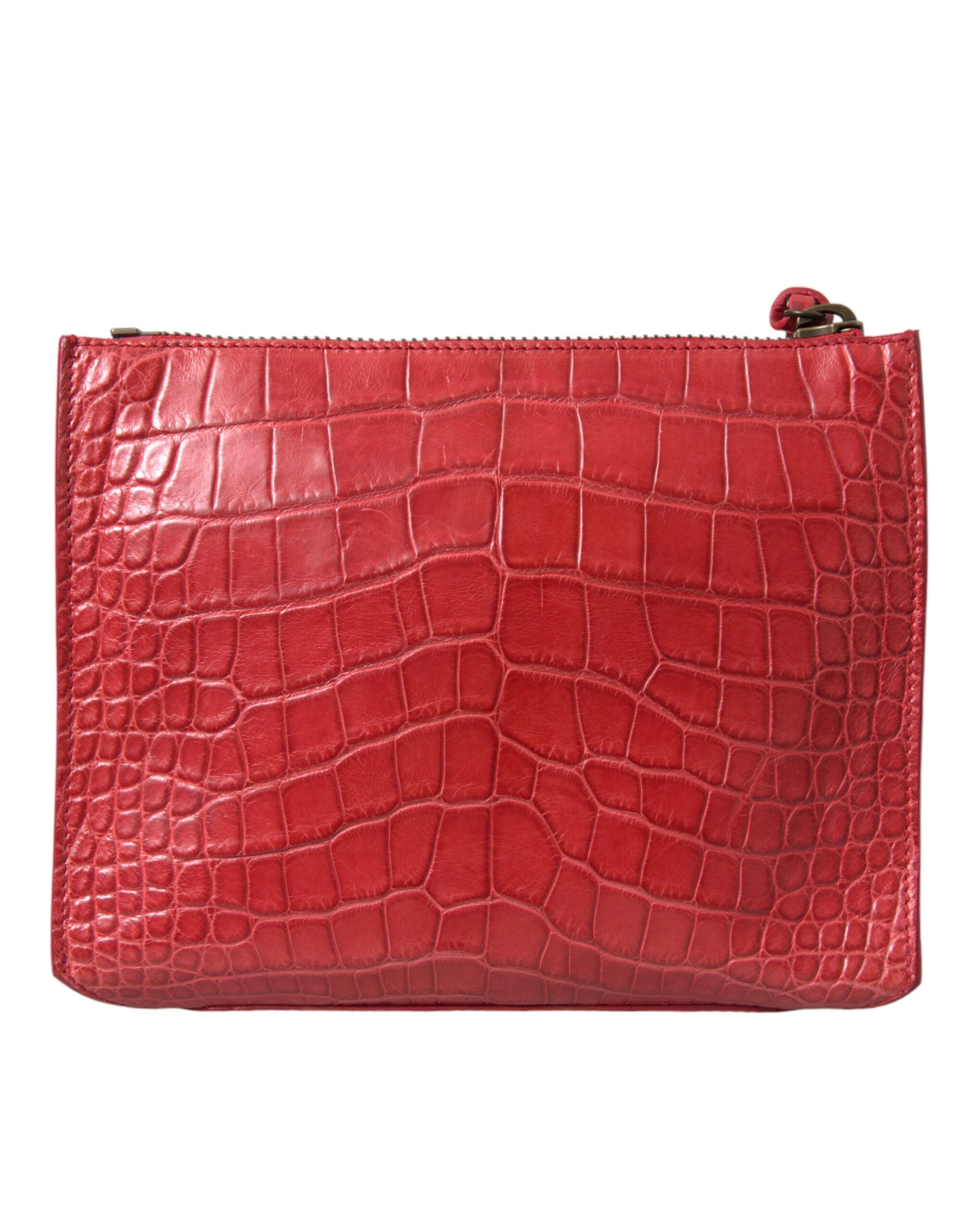 Balenciaga Red Exotic Skin Leather Classic Pouch Purse Wristlet Bag Balenciaga