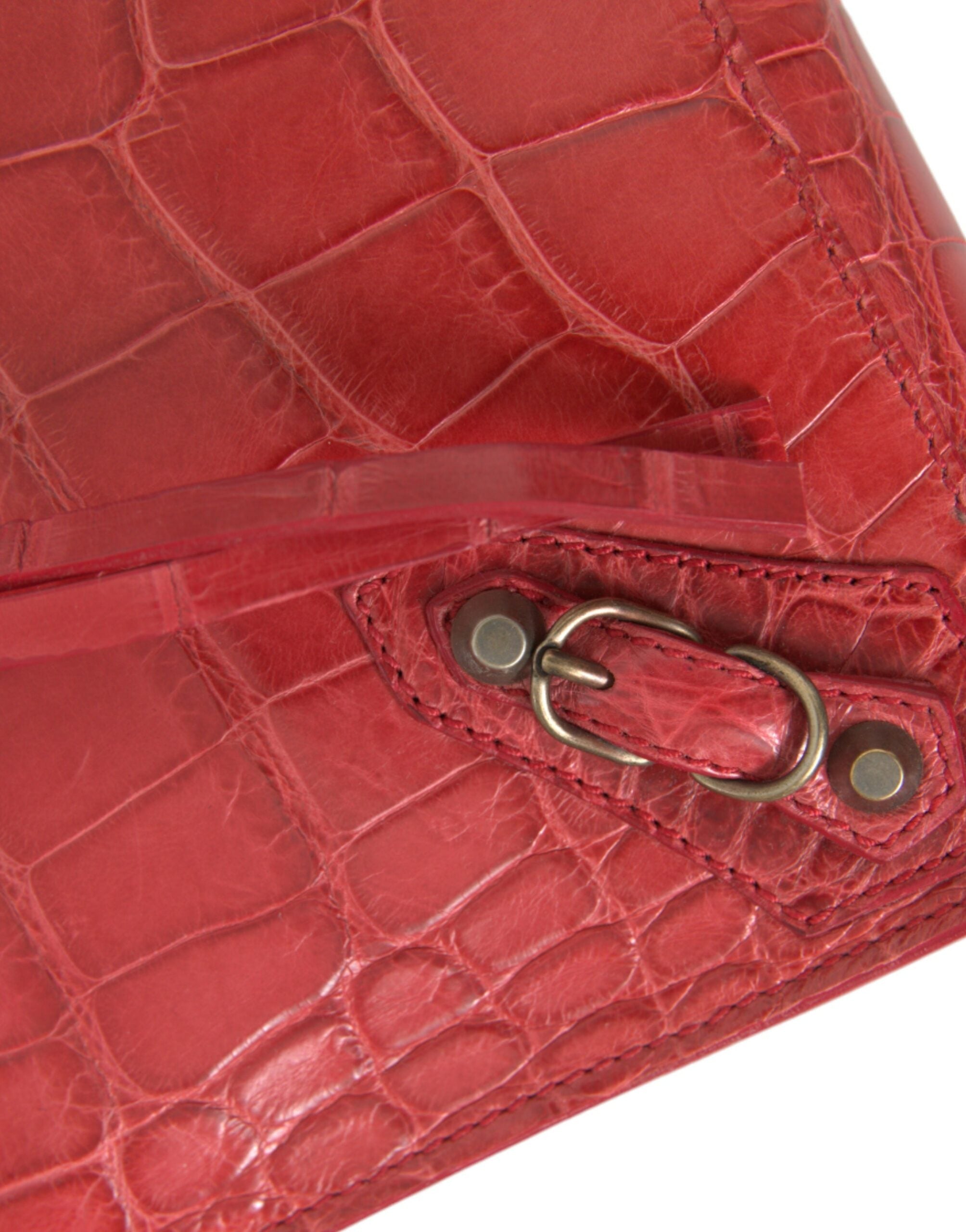 Balenciaga Red Exotic Skin Leather Classic Pouch Purse Wristlet Bag Balenciaga