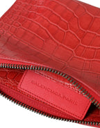 Balenciaga Red Exotic Skin Leather Classic Pouch Purse Wristlet Bag Balenciaga