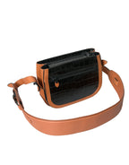 Balenciaga Black Brown Exotic Skin Leather Shoulder Camera Purse Bag Balenciaga