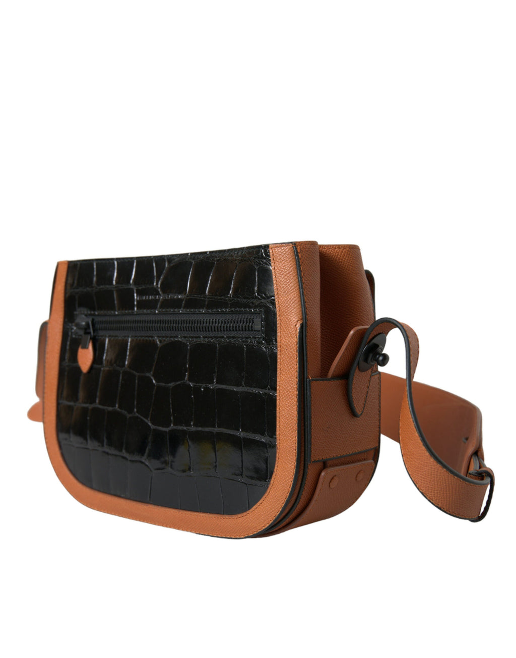 Balenciaga Black Brown Exotic Skin Leather Shoulder Camera Purse Bag Balenciaga