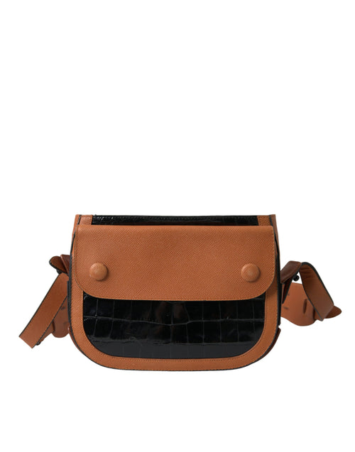 Balenciaga Black Brown Exotic Skin Leather Shoulder Camera Purse Bag Balenciaga