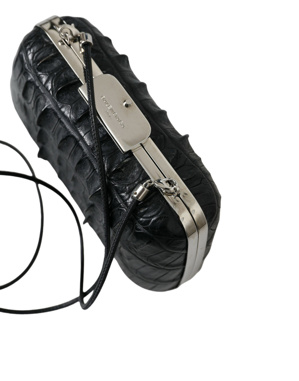 Balenciaga Black Exotic Skin Leather Shoulder Crossbody Box Clutch Bag Balenciaga
